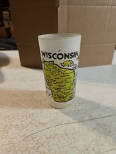 Vintage Wisconsin Souvenir Frosted Hazel Atlas 5" Drinking Glass