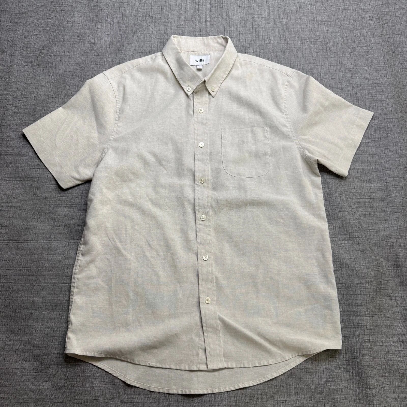 Wills Huckberry Linen Blend Short Sleeve Shirt Men’s Medium Huckberry Beige