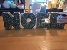 Vintage Lipper And Mann Christmas Candle Holders Wall Pockets Noel Letters 