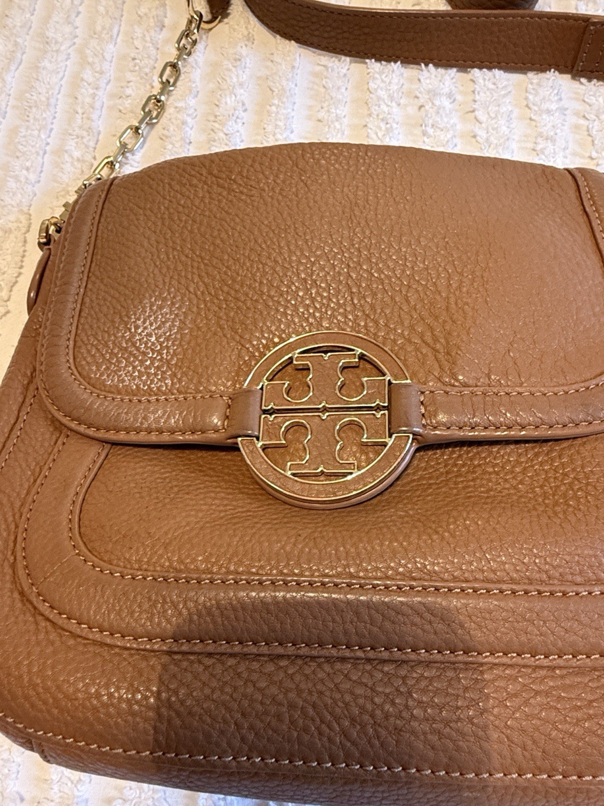 Tory Burch Women's Brown Leather Shoulder Bag Purse Adjustable Strap thumbnail 3