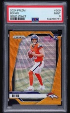 2024 Panini Prizm Rookies Bo Nix #309 Gold Wave Prizm /10 (RC) SSP Broncos PSA 9