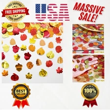 500-Piece Metallic Red Fall Confetti Set - Perfect for Thanksgiving Party Decor