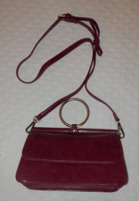 Joy Susan Leather Maroon Aria Ring Convertible Crossbody Purse Handbag