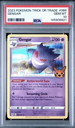 GENGAR HOLO 2023 POKEMON TRICK OR TRADE 066 PSA 10 GEM MINT STAMP