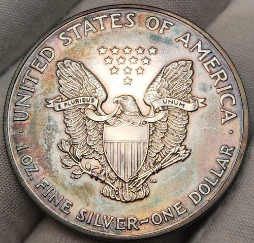 🌈 1995 American Eagle 1 oz - .999 Fine Silver Dollar - Attractive Toning, CH75z