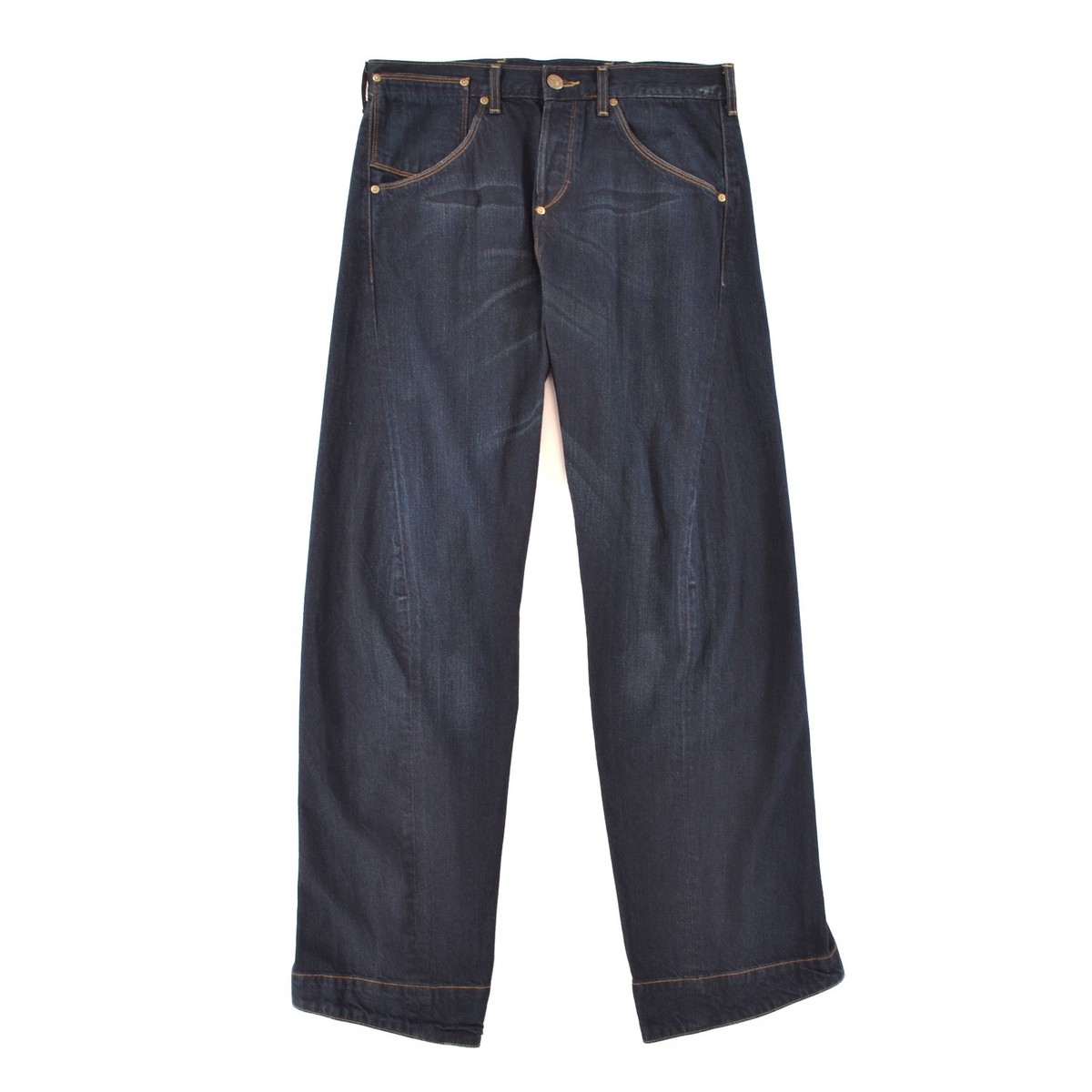 y2k 00s初期 skull Levi's ENGINEERED JEANS Levis Engineered Y2K Dark-Blue Denim Buckle Twisted Leg