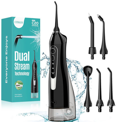Water Dental Flosser Teeth Pick C20: Portable Cordless Oral Irrigator 300ML Rech