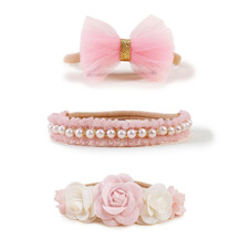 Baby Girls Floral Headbands Set-Flower Crown Elastic Hairband for Newborn Toddle