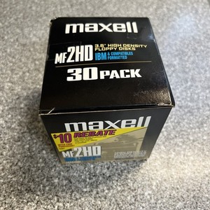 ​NEW Vintage Maxell 3.5" Floppy Disks 30-Pack MF2HD IBM Formatted Retro Tech