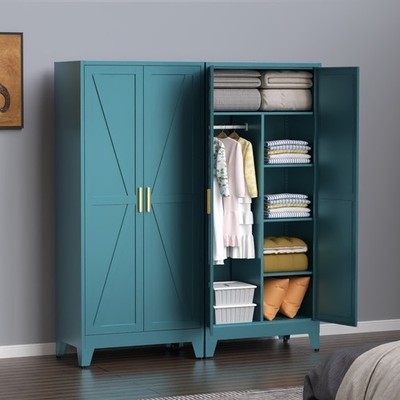 Metal armoire Wardrobe Closet with Hanging Rod,71'' Metal Wardrobe Cabinet