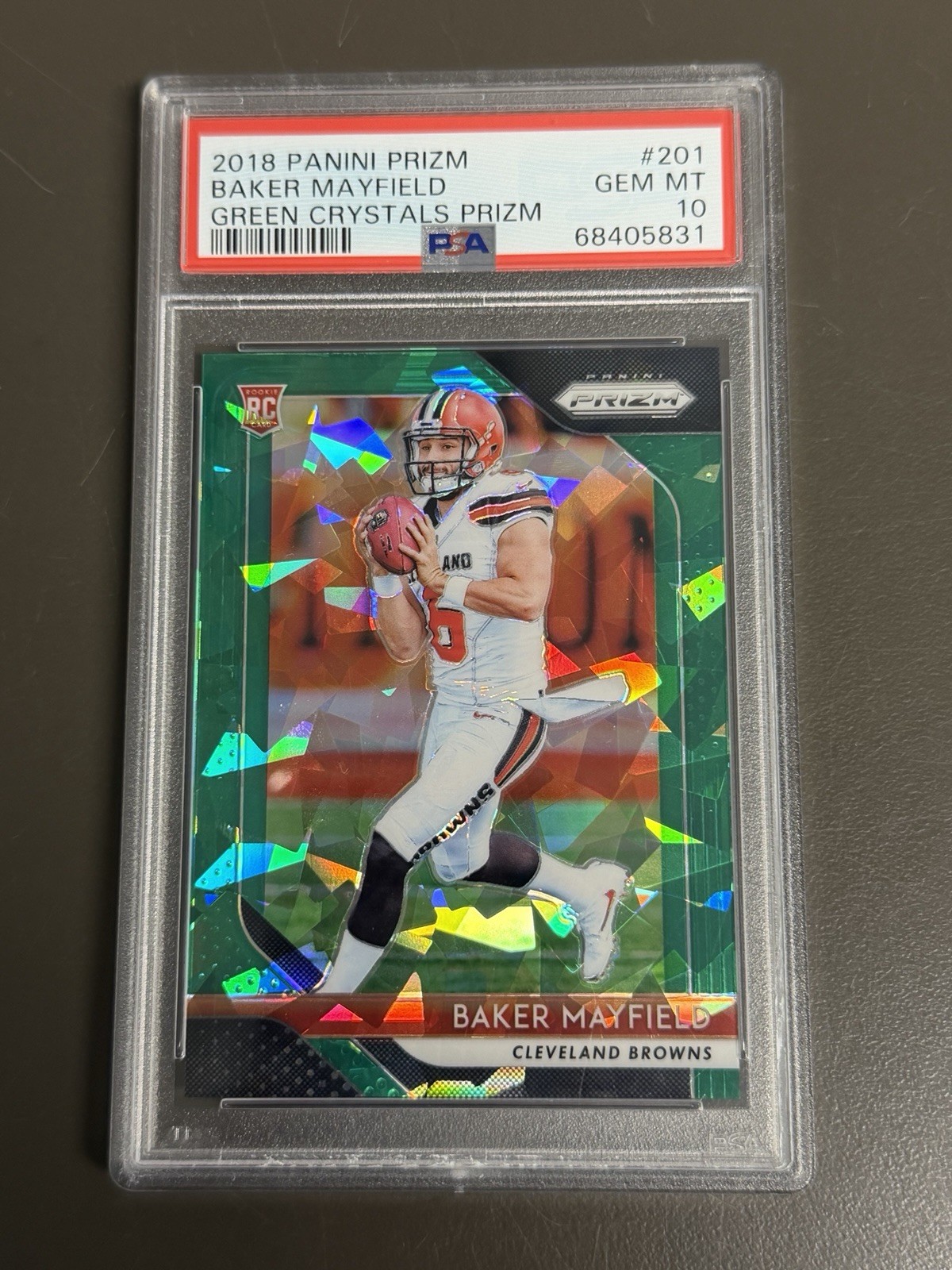Baker Mayfield Panini Prizm #201 Green Crystals
