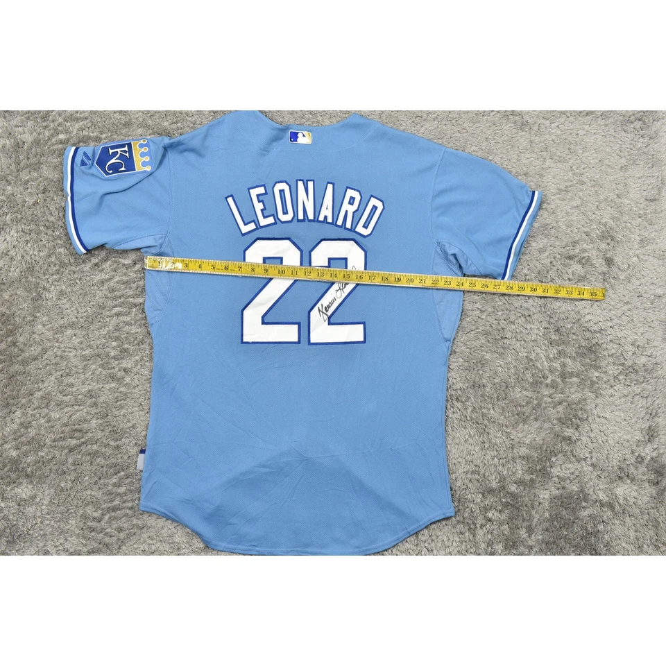 Camiseta Majestic Blue MLB - Autógrafo KC Royals CoolBase Firmada Leonard 22 Foto 4 de 4