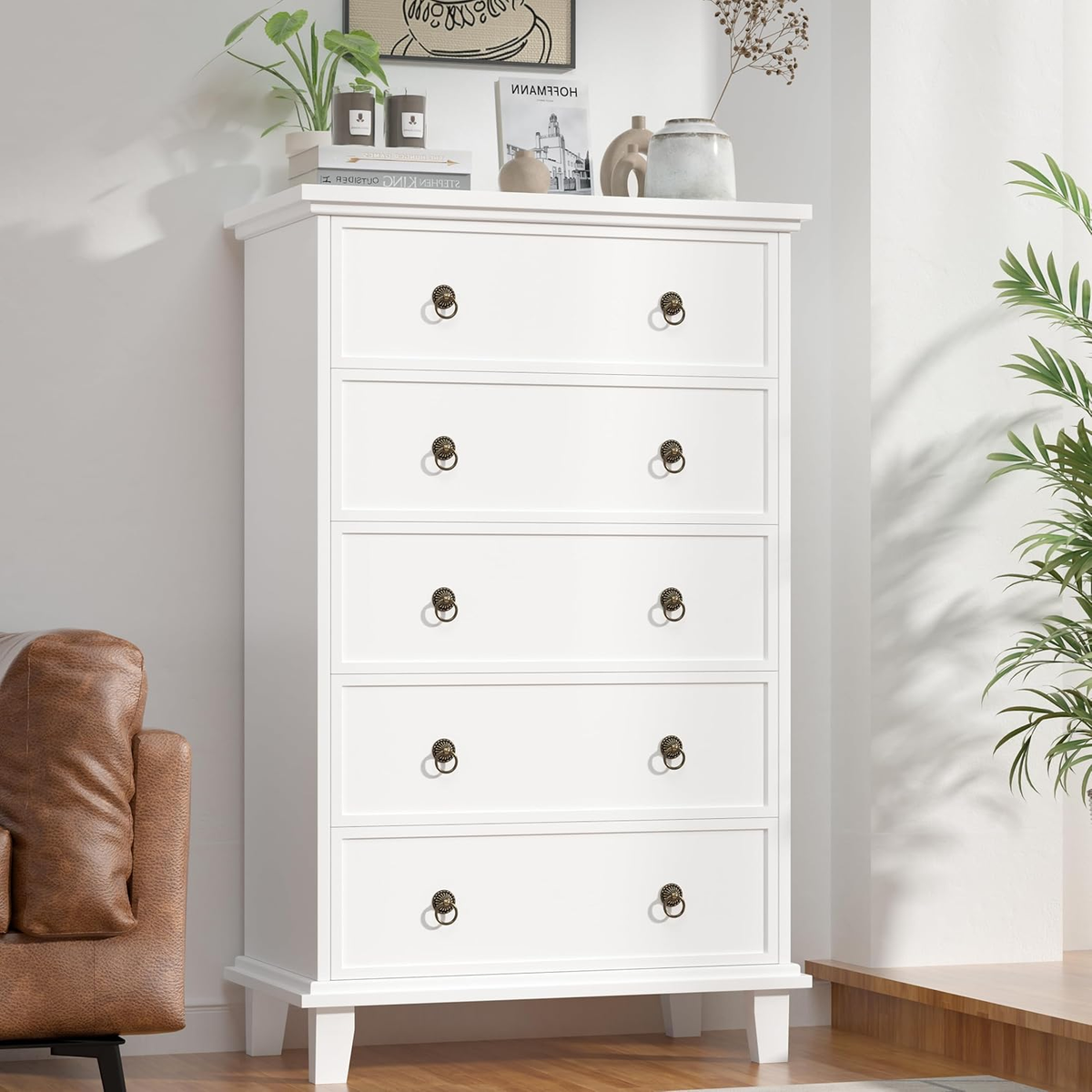 5 Drawers Dresser for Bedroom, White Chest of Drawers Tall Wood Dresser with Lar | eBay 5 Drawers Dresser for Bedroom, White Chest of Drawers Tall Wood Dresser with Lar | eBay