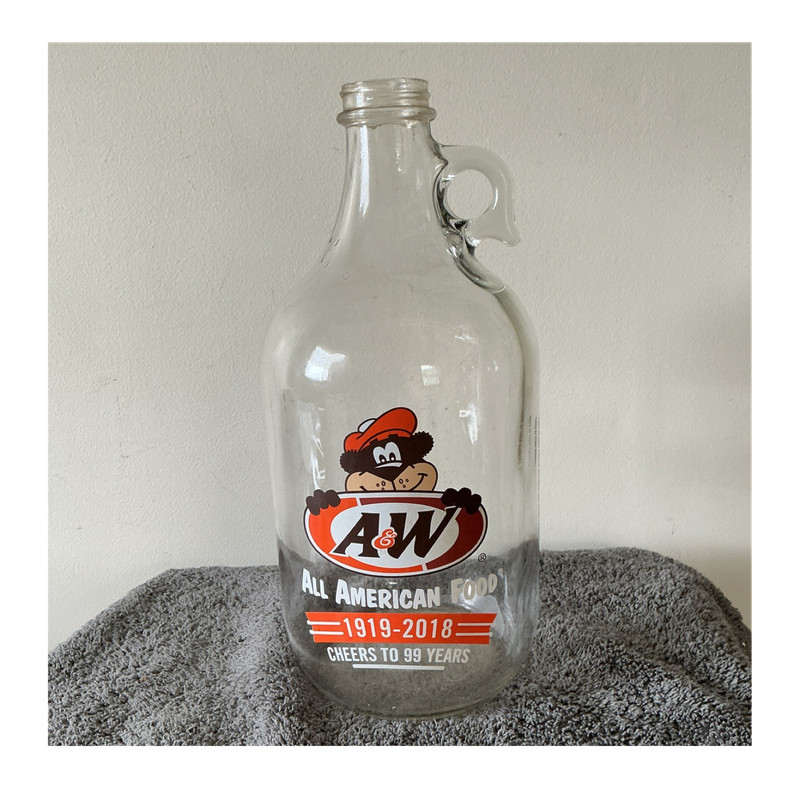 A&W Clear Glass Jug/Growler Handle "Cheers to 99 Years" Soda 1919-2018