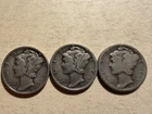 Mercury Dimes, Lot of 3, 1936-1939