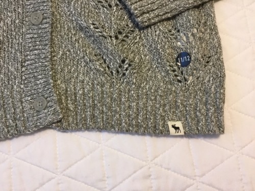 NWT Abercrombie Kid’s Sweater Gray Open Knit Button Down Children's Size 11/12 - Picture 2 of 5