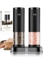 Electric Salt and Pepper Grinder Set Automatic Battery Pepper Mill Shakers Adjus
