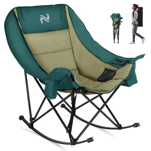 NAIZEA Rocking Chair Outdoor Folding Camping Chair with Cooler Bag Side Pocket NAIZEA Rocking Chair Outdoor Folding Camping Chair with Cooler Bag Side Pocket