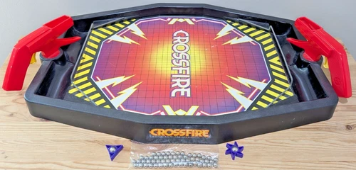 VINTAGE CROSSFIRE BOARD GAME MILTON BRADLEY 1987 1988 56 BALLS 2 PUCKS NO BOX