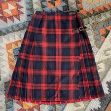 Vintage Pringle of Scotland UK Wool Plaid Skirt Kilt