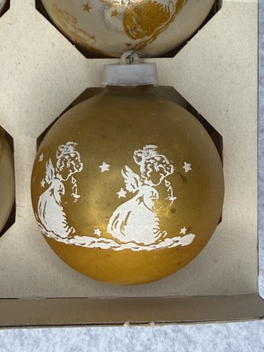 Box of Vintage Glass Pictured ANGEL w CANDLE BALL Christmas Ornament Shiny Brite - Picture 7 of 9