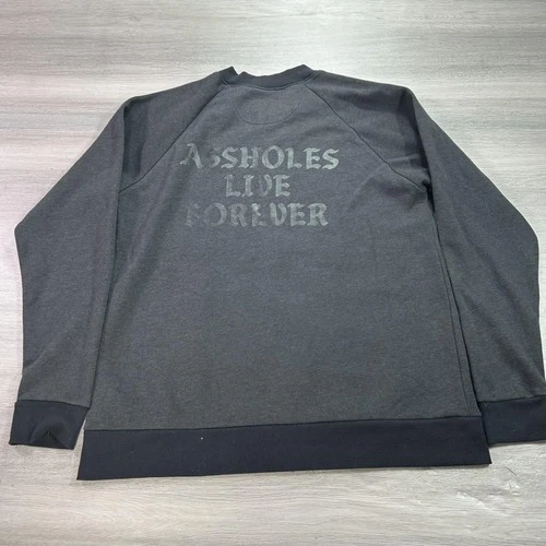 Assholes*s Live Forever Jacket Mens XL Gray Full Zip Bomber Sweatshirt image 2