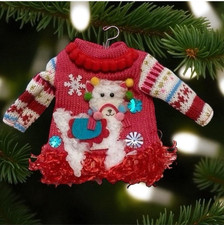 Soft Fluffy Llama Ugly Sweater Christmas Tree Ornament w/ Coat Hanger