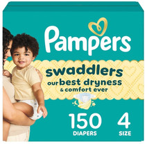 Pampers Swaddlers Diapers - Size 4, 150 Count, Ultra Soft Disposable Baby Diaper