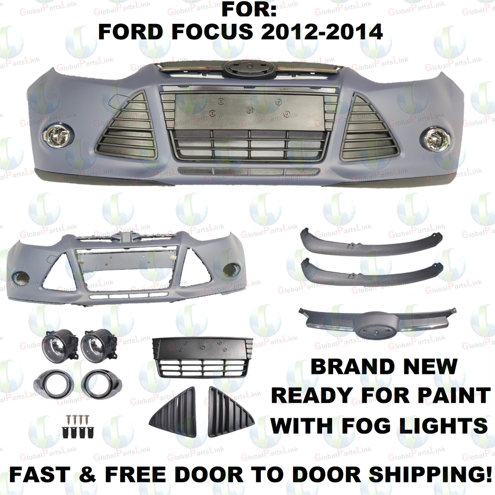 2012-2014 Ford Focus Front Bumper Cover with Grille & Fog Lights Assembly  