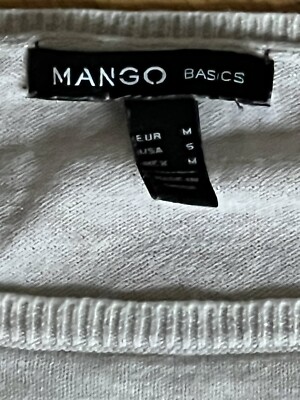 Mango Halbarm Shirt Glitzer weiß  Boho Überschnittener Arm Gr 38/ 40 Gr.  M  