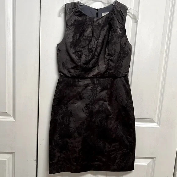 Ann Taylor Loft Slate Gray Splash Print Sleeveless Pencil Dress Size 0P