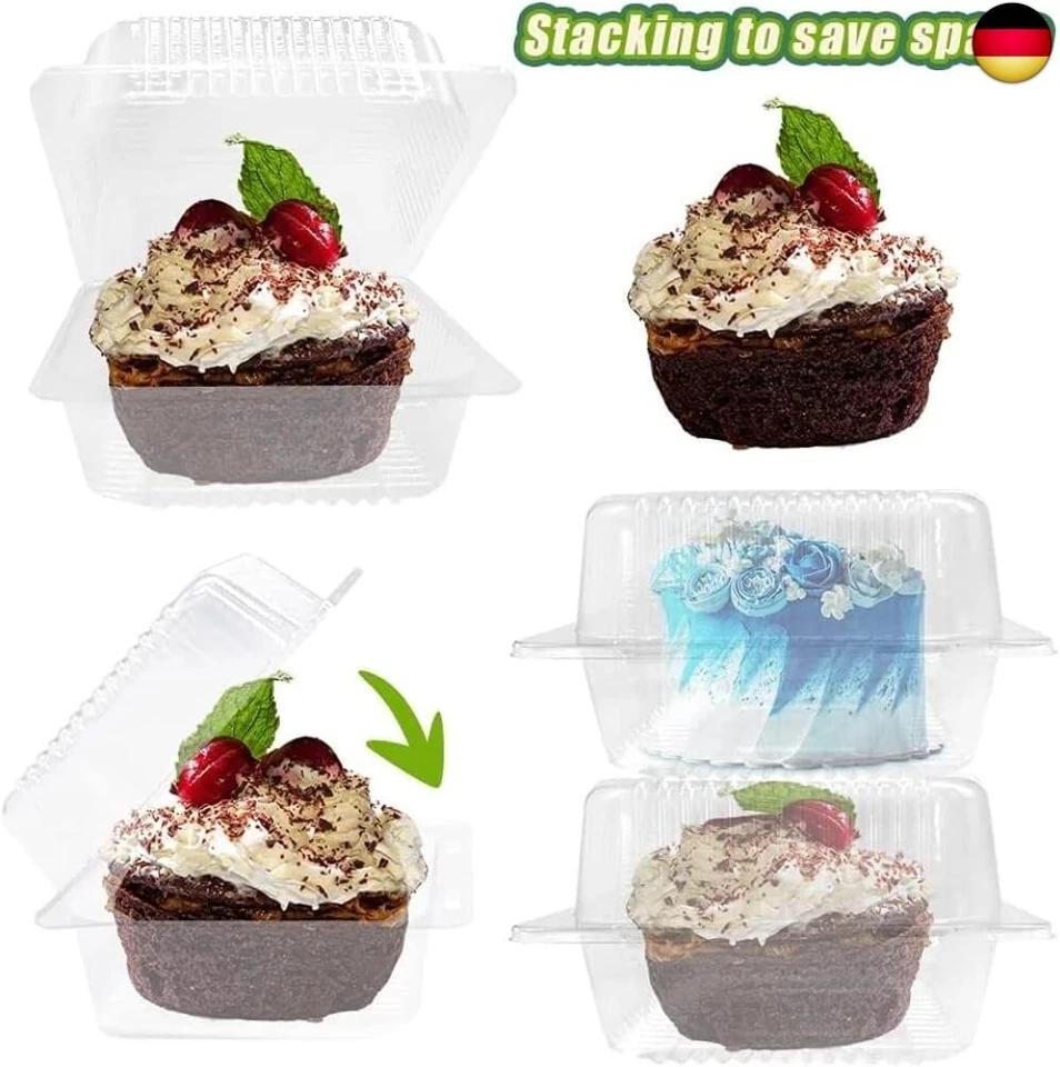 KAHEIGN 60Pcs Kuchenboxen Cupcake Box, 14cm x 10cm Einzelne Kuchenboxen - Bild 4 von 4