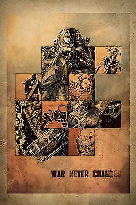 hot game FALLOUT 4 poster printing  60x40cm 23.7"x15" throwback WAR NEVER CHANGE