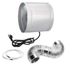 8in 420 CFM Booster Fan Inline Vent Blower & 25 Feet Flex Air Aluminum Ducting
