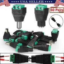 50/10Pair 12V DC Power M&F 5.5 x 2.1MM Power Jack Plug Adapter Barrel Connectors