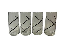 MCM George Briard Crisa Spiral Swirl Vintage High Ball Tumbler Glass 4 Set