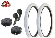 ALTA BICYCLE WIRE BEAD CRUISER TIRES 26 x 2.125 WHITE HEAVY DUTY DIAMOND 6pc SET
