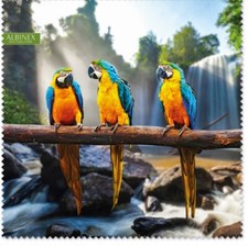 Niedliches Microfasertuch / Brillenputztuch 30 x 30 cm mit Papagei-Motiv | NEU