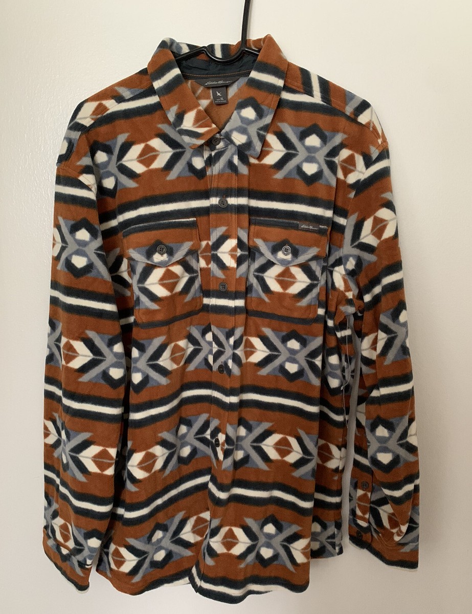NWT Eddie Bauer Chutes Microfleece Button Down Shirt Sz XL LS