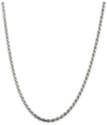 Anlaufgeschützt Sterlingsilber Diamantschliff Gliederseil Kette 3 mm Rhodiniert 