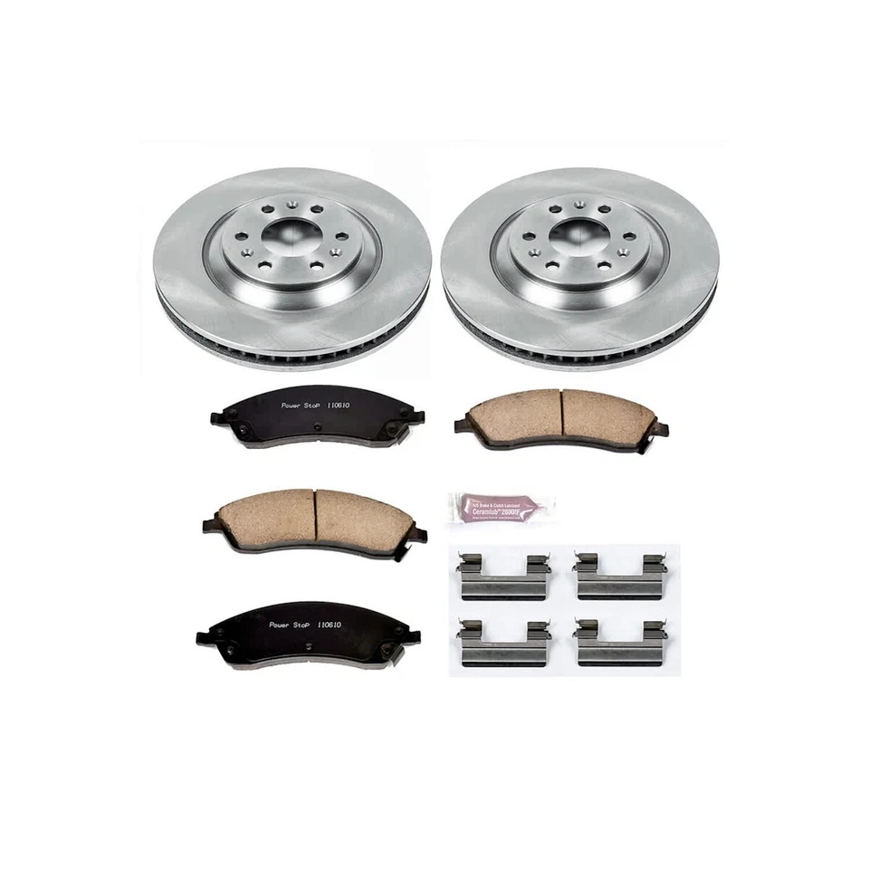 Kits de discos y pastillas de freno Powerstop KOE1449 juego de 2 ruedas delanteras para Cadillac SRX Foto 4 de 4