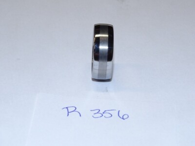 ARTCARVED Tungsten Carbide Wedding Ring 8mm Size 11 Silver w/Brushed Cntr #R356