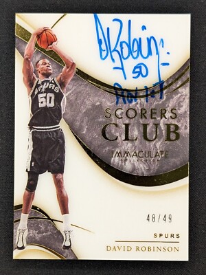 David Robinson - Immaculate - Scorers Club - 2019/20 On Card Auto #/49