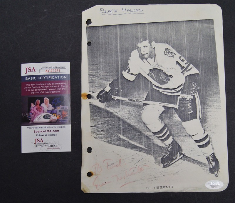 ERIC NESTERENKO Chicago Black Hawks Signed Autographed Photo COA/JSA