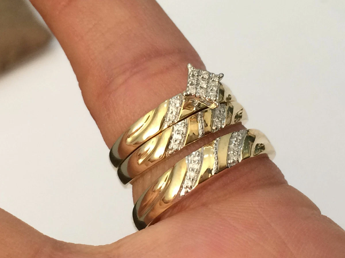 His and hers trio sale wedding ring sets
