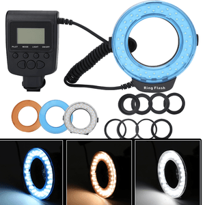 Camera-DSLR-LED-Ring-Flash-Light-Lamp-W-3-Color-Filter-For-Nikon-Canon-Sony-SLR