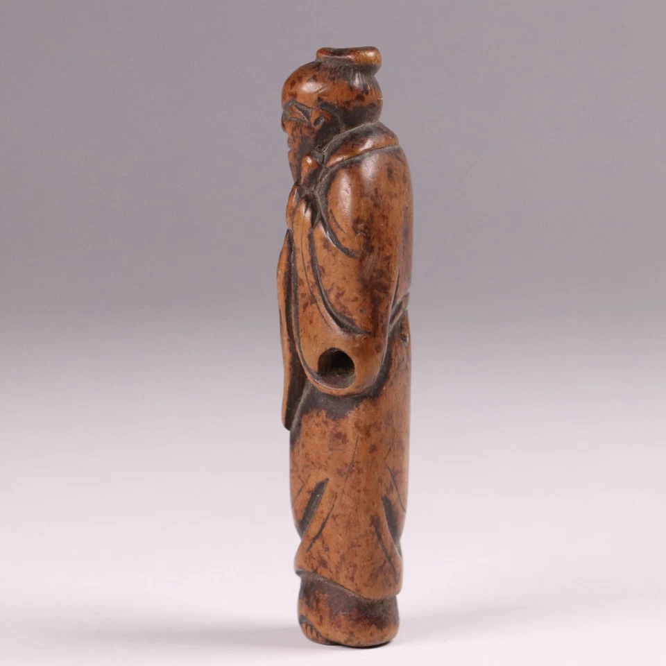 Antique Japanese Wood Hand Carving Netsuke Human Shaped Inro Ojime Meiji Era - Image 4 of 4