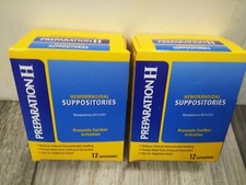 Preparation H Hemorrhoid Suppositories 12 Count EA 2pk bundle 