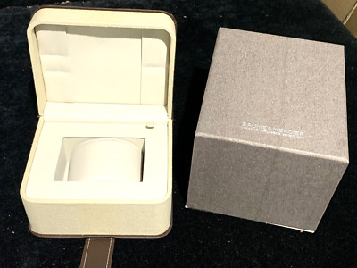 Baume & Mercier Box Watch Presentation Gray Cardboard Brown Leather Empty
