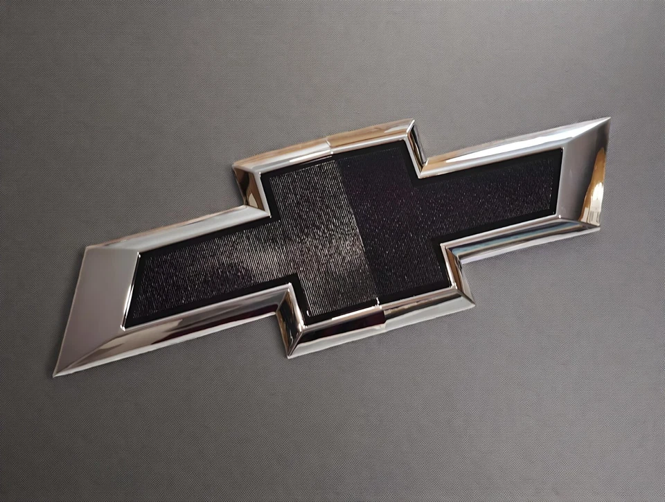 2019-2021 Chevrolet Silverado 1500 Bowtie Front Grille Emblem Badge chrome black - Image 4 of 4